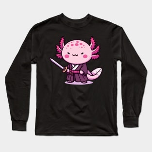 kawaii axolotl samurai Long Sleeve T-Shirt